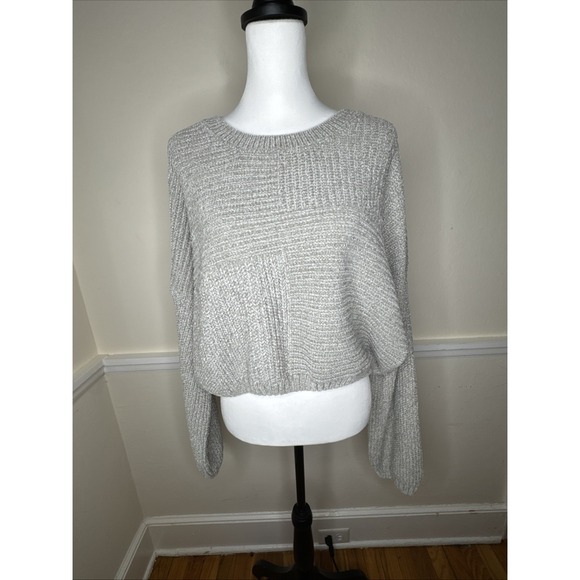 Altar'd State Sweaters - NTW Altar'd State Silver sage gray chenille crewneck pullover sweater Cropped L